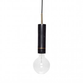 Suspension minimaliste ampoule marbre noir laiton Hübsch