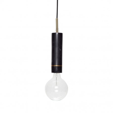 Suspension minimaliste ampoule marbre noir laiton Hübsch