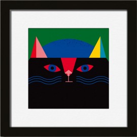 miho what petit tableau chat graphique cadre noir prints-461n