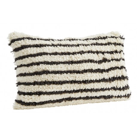 madam stoltz housse de coussin laine raye noir blanc