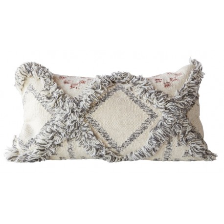 Coussin rectangulaire laine franges Bloomingville Terrain