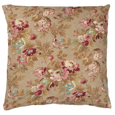 Housse de coussin carrée grosses fleurs IB Laursen marron