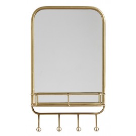nordal miroir mural laiton mini etagere et 4 crochets 1077