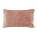 nordal housse de coussin rectangulaire velours rose poudre franges