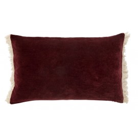 nordal housse de coussin velours rectangulaire rouge bordeaux franges