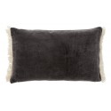 nordal coussin rectangulaire velours chic gris franges