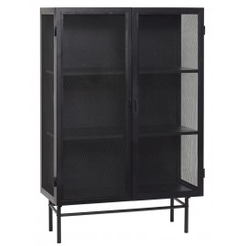 hubsch vitrine vaisselier metal perfore style industriel noir 020608