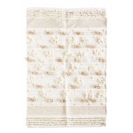 Kleiner Chindi-Teppich mit Fransen in Ecru-Beige, Madam Stoltz