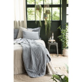 ib laursen housse de coussin rectangulaire lin uni bleu delave 6201-68