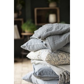 ib laursen housse de coussin rectangulaire lin uni bleu delave 6201-68