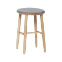 hubsch tabouret de bar rond bois chene coussin gris 880718