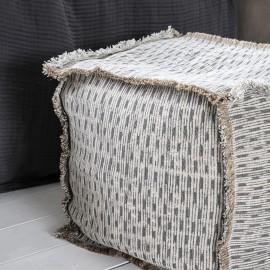 Petit pouf carré écru gris coton jute House Doctor Abi