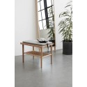 Petit banc bois avec coussin rangement chaussures Hübsch