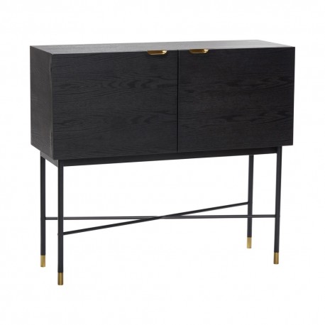 hubsch buffet commode bois noir design 2 portes 020704