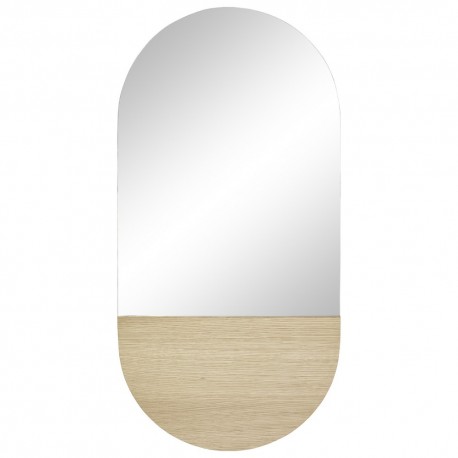 hubsch miroir mural ovale avec bois chene clair 880807