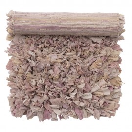 Petit tapis chiffon tissu recyclé Bungalow Denmark rose