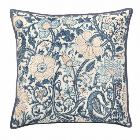 bungalow denmark housse de coussin soie motif fleuri bleu