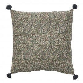 bungalow housse de coussin vintage chic motif cachemire paisley vert