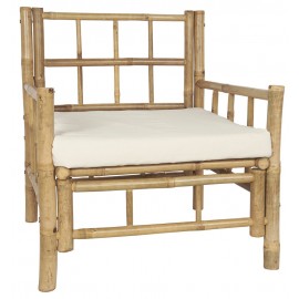 ib laursen fauteuil bas rustique bois bambou coussin ecru 2290-00