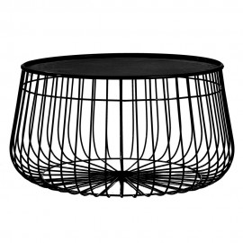 pols potten wire table basse ronde metal noir plateau amovible 300-010-022