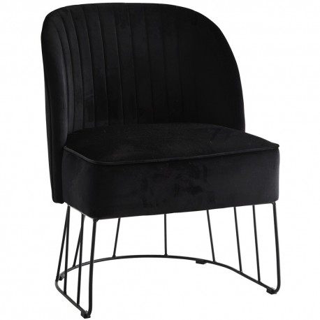 Fauteuil rétro velours Madam Stoltz noir