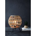 madam stoltz lampe de table retro ronde en rotin tresse