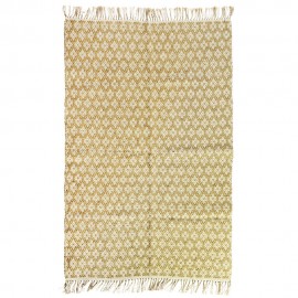 madam stoltz tapis tisse coton jute jaune moutarde 120 x 180 cm