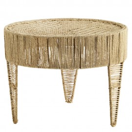 Table basse ronde jute naturel style bohème Madam Stoltz