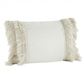 Housse de coussin bohème chic franges coton Madam Stoltz écru