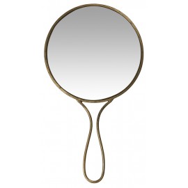 Miroir à main rond ancien vintage métal laiton IB Laursen