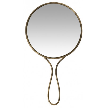 Miroir à main rond ancien vintage métal laiton IB Laursen