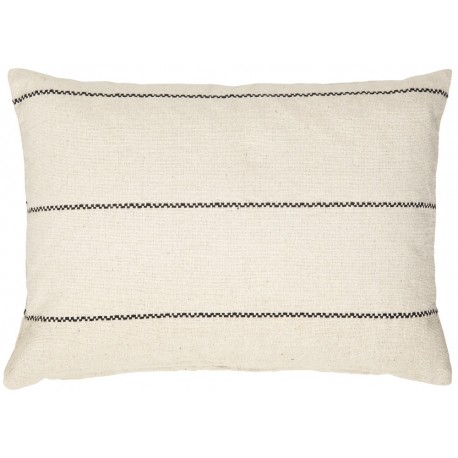 Housse de coussin rectangulaire coton écru rayé noir IB laursen