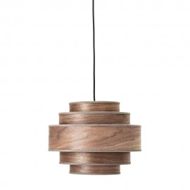 Suspension scandinave ronde bois noyer Bloomingville Walnut