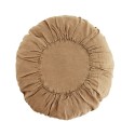 madam stoltz housse de coussin rond lin plisse delave marron clair