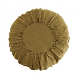 Coussin rond lin Madam Stoltz vert