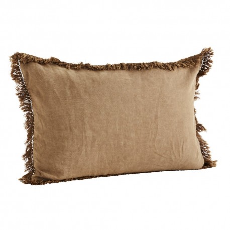 Housse de coussin rectangulaire lin marron delavé Madam Stoltz