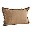 madam stoltz housse de coussin rectangulaire lin marron delave 40x60