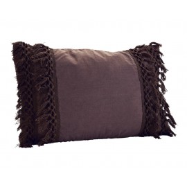 Housse de coussin style bohème franges Madam Stoltz gris