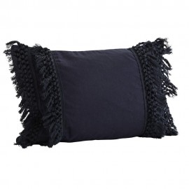 Housse de coussin rectangulaire bohème franges Madam Stoltz bleu