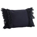 madam stoltz coussin boheme rectangulaire bleu marine franges