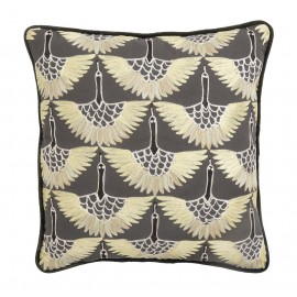 Housse de coussin brodée oiseaux graphiques Nordal