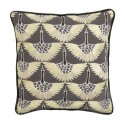 nordal housse de coussin brodee en relief oiseaux gris jaune