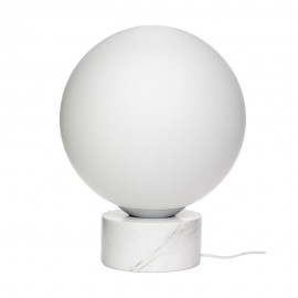 hubsch lampe de sol boule blanche socle marbre 990836
