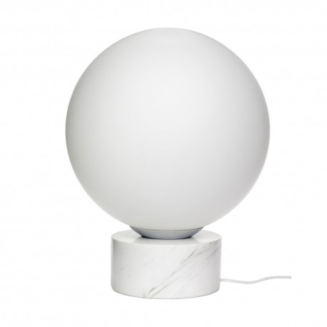 hubsch lampe de sol boule blanche socle marbre 990836