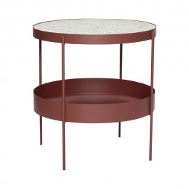 Table basse ronde métal terrazzo Hübsch rouge