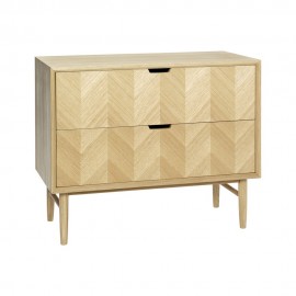 Commode scandinave 2 tiroirs bois chêne clair Hübsch