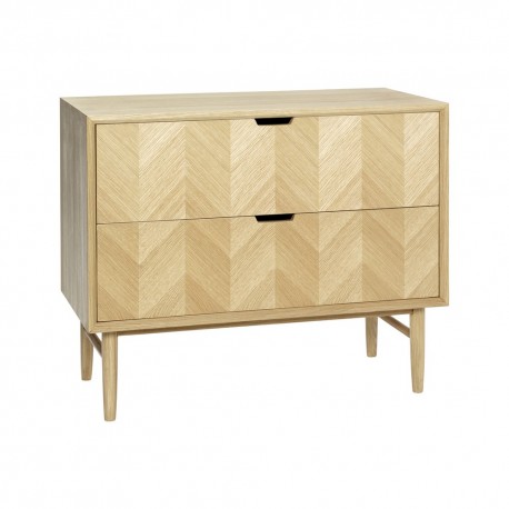 Commode scandinave 2 tiroirs bois chêne clair Hübsch