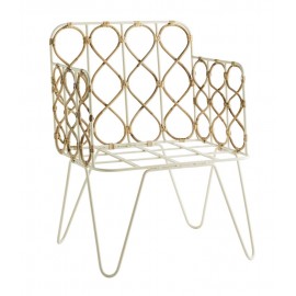 Madam Stoltz Retro-Stuhl aus weißem Bambusmetall