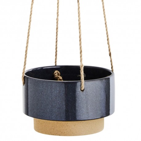 madam stoltz cache pot suspendu gres corde jute bleu