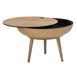 Table basse ronde bois rangement plateau amovible Bloomingville Ronda